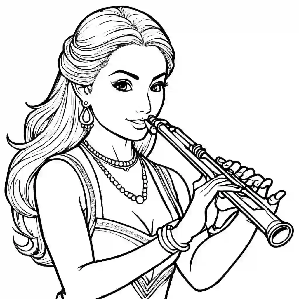 Flute coloring pages